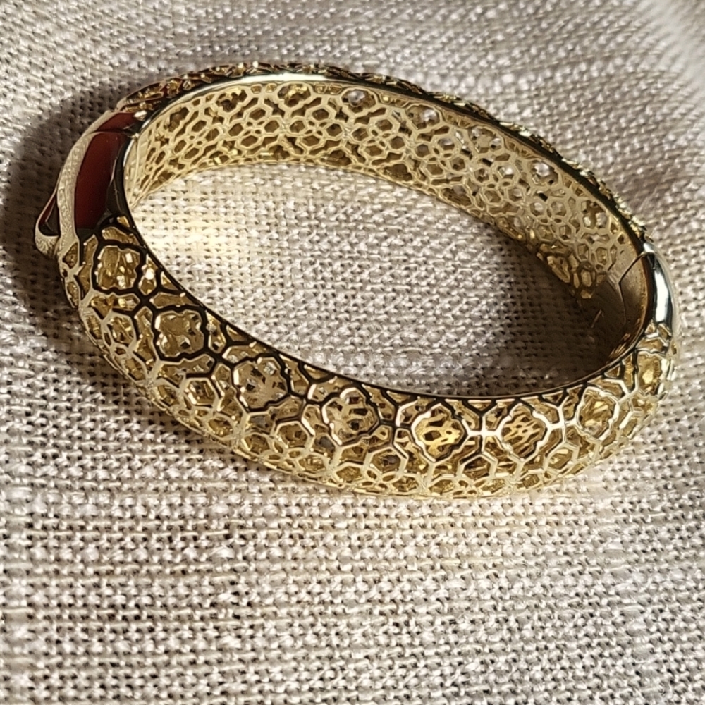 Kendra Scott Abbie Bangle Bracelet in Vintage Gold, Size M/L